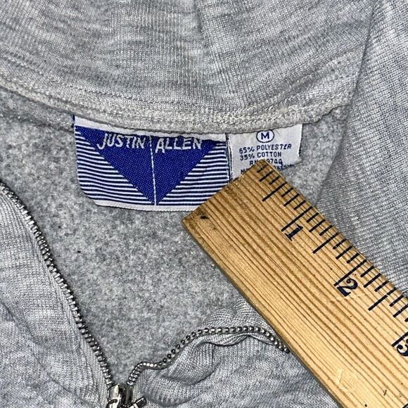 vintage justin allen carpet tapestry collared pull over sweater sz M 1/4 zip 80s - Picture 9 of 9